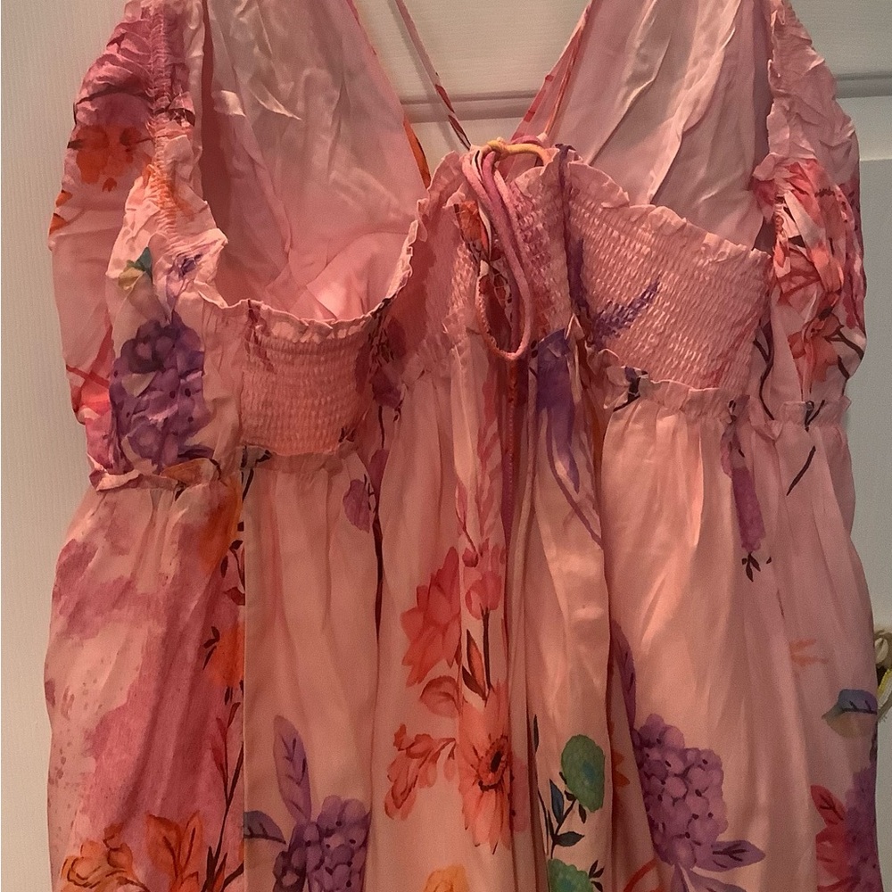 Anthropologie Floral Maxi Dress in Pink and Orange - Picture 10 of 16